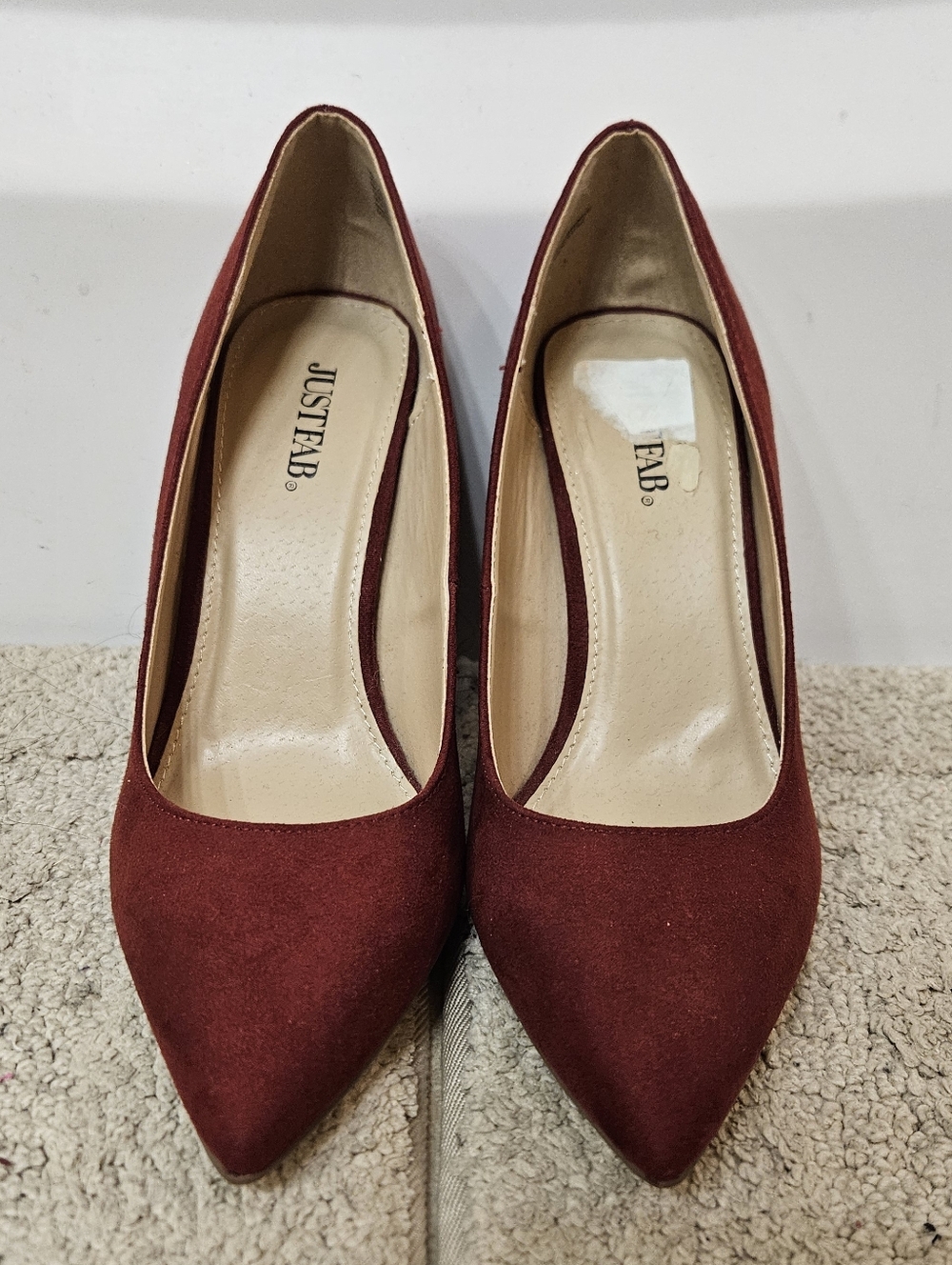 JustFab Burgundy Pointed-Toe Suede Pumps Size 7.5